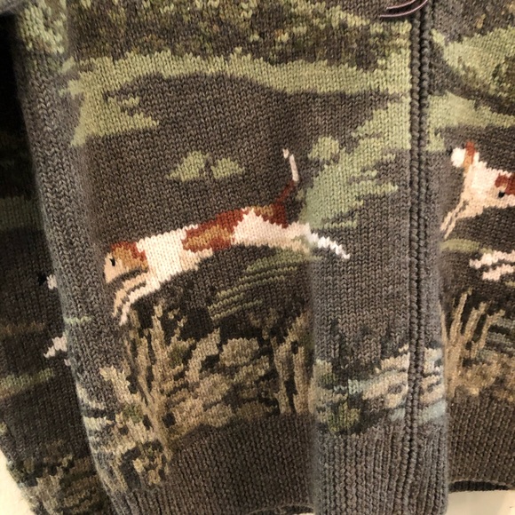 Lauren Ralph Lauren Knit Dog Zip Sweater Cardigan - Picture 2 of 8